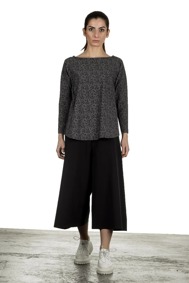 Schella Kann 2 Damen Stretch Langarm Shirt Print schwarz grau