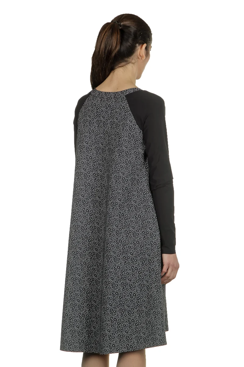Schella Kann 2 Damen Stretch Kleid mit Print schwarz grau