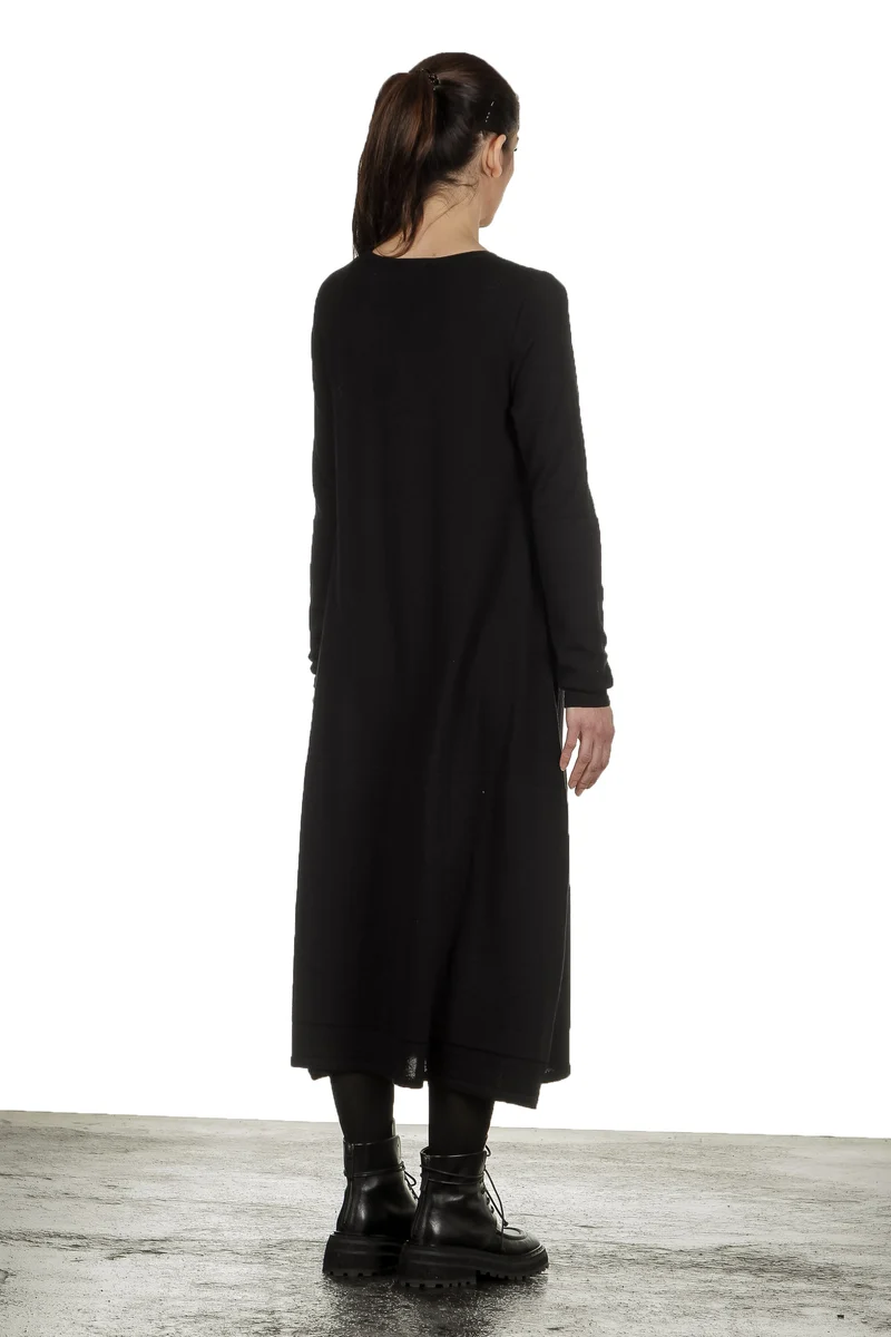 Yukai Damen Strickkleid in A-Linie schwarz