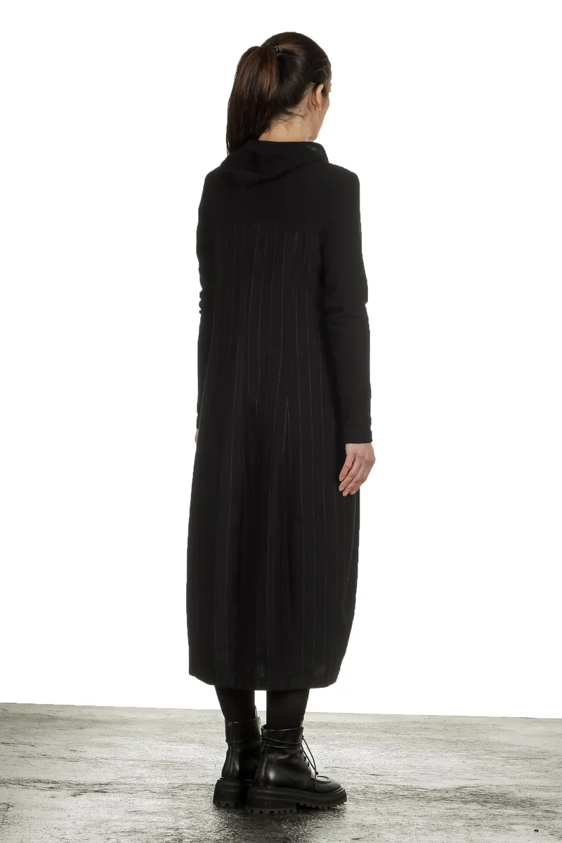 Yukai Damen Kleid Asymetrisch mit Kapuze schwarz