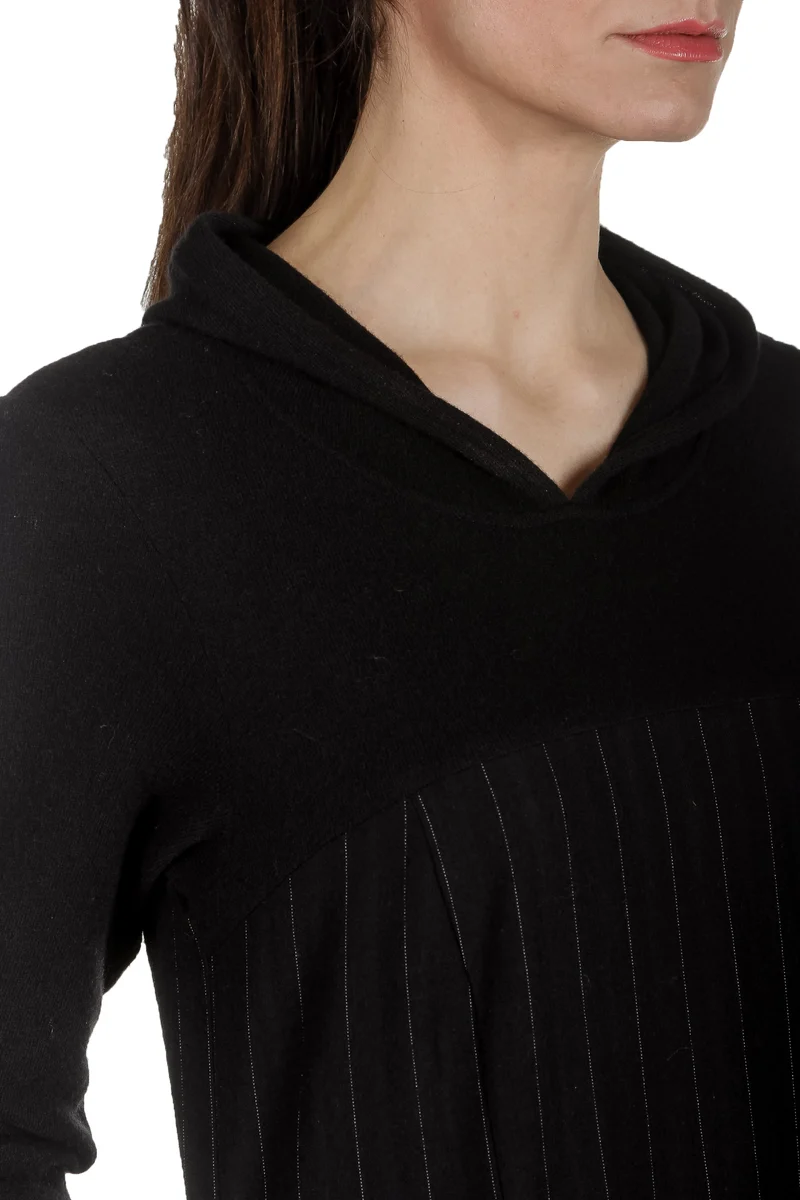 Yukai Damen Kleid Asymetrisch mit Kapuze schwarz