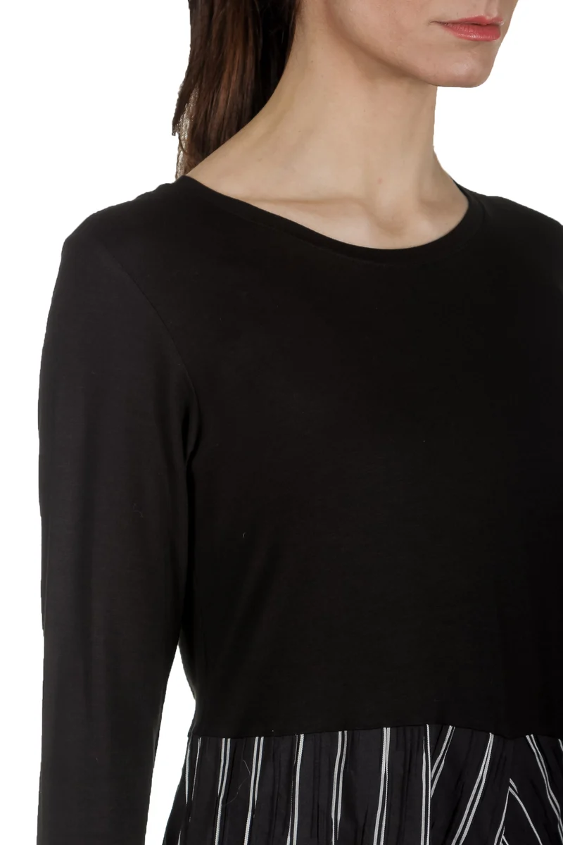 Yukai Damen Kleid Asymetrisch mit Streifen schwarz