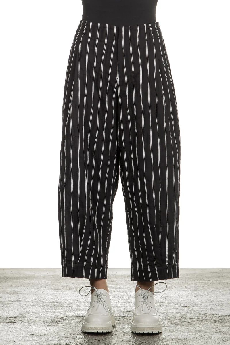 Yukai Damen Culotte Hose mit Streifen schwarz