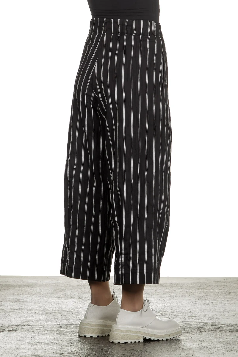 Yukai Damen Culotte Hose mit Streifen schwarz