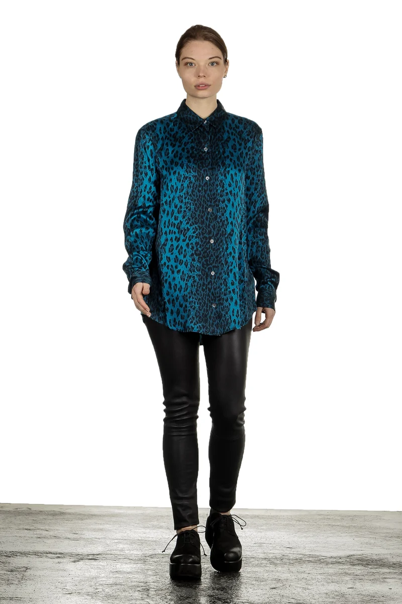 Equipment Seidenbluse Leo Print blau