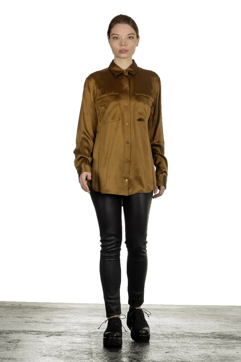 Equipment Seidenbluse olive