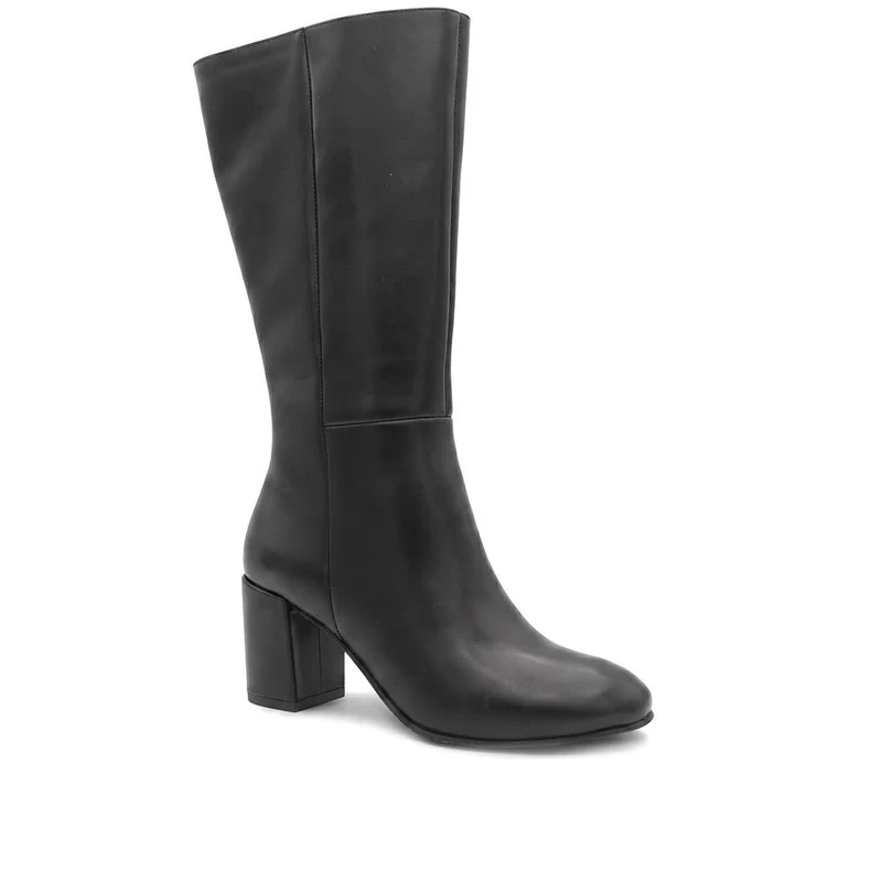 Eirith Block Heel Smart Leather Long Boots - EIRITH / 329 780 - Black Leather