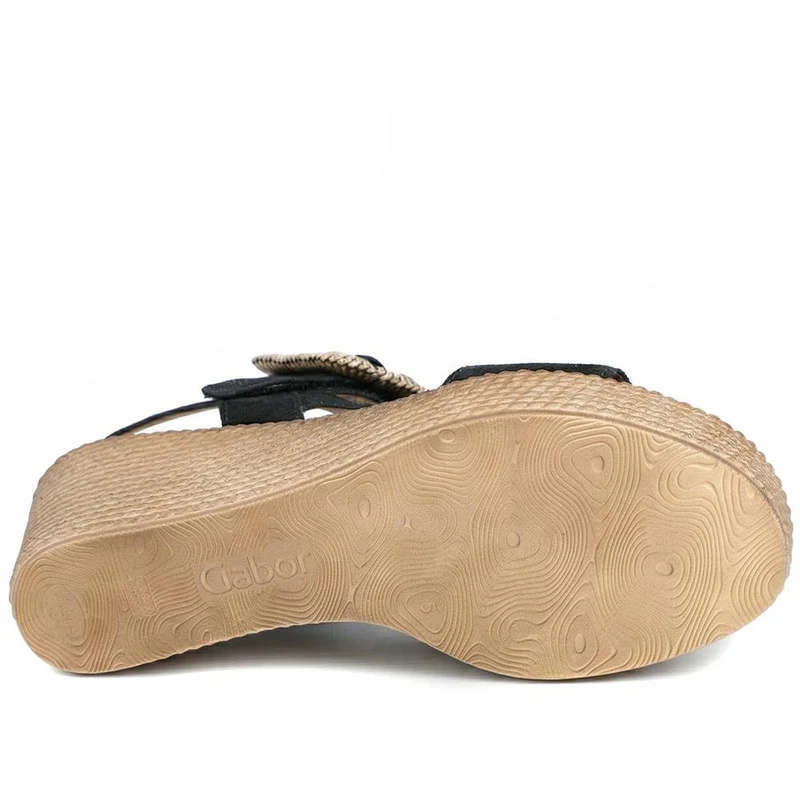 Gabor Embrace Leather Buckled Espadrilles - GAB43521 / 328 870 - Black