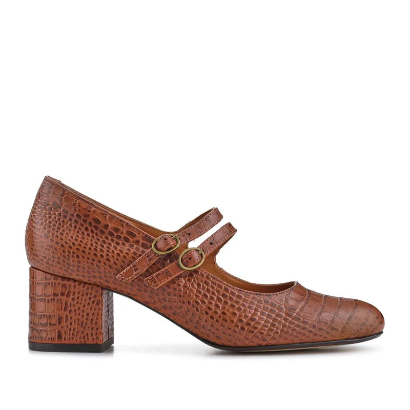 Xanthi Heeled Mary Janes - XANTHI / 325 044 - Brown Croc