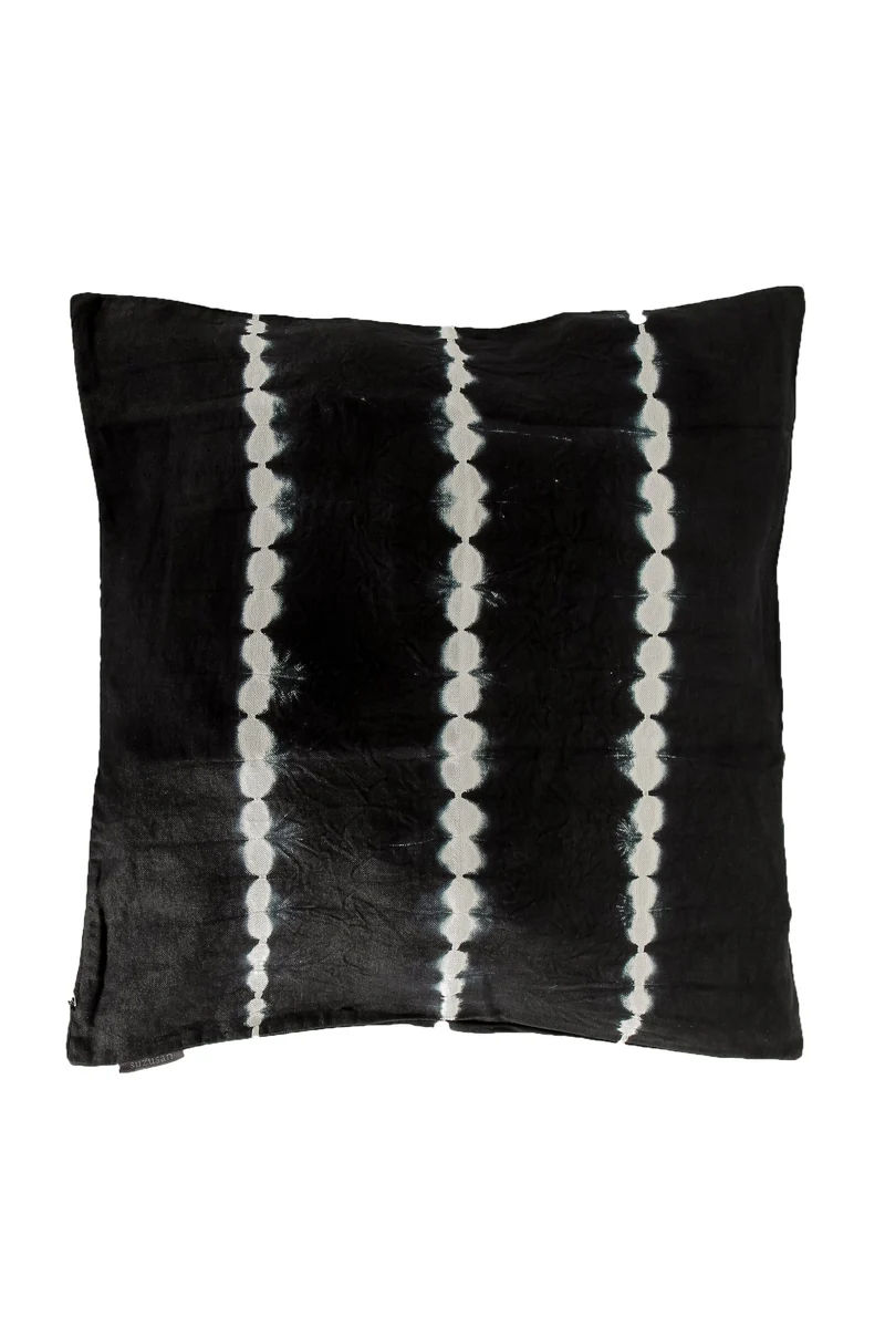 Suzusan Leinen Kissenbezug Shibori schwarz weiß