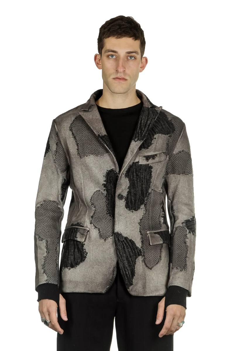AVANT TOI Herren Woll Sakko camouflage taupe