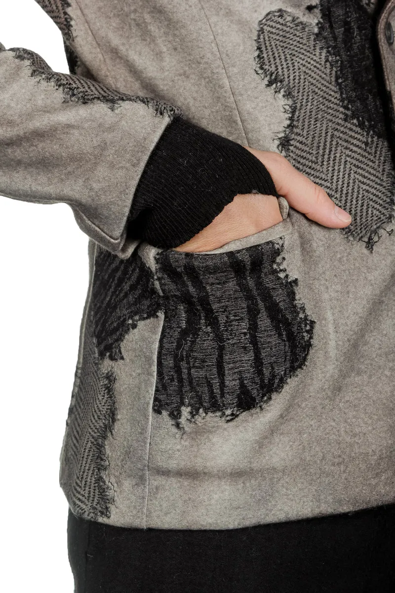 AVANT TOI Herren Woll Sakko camouflage taupe