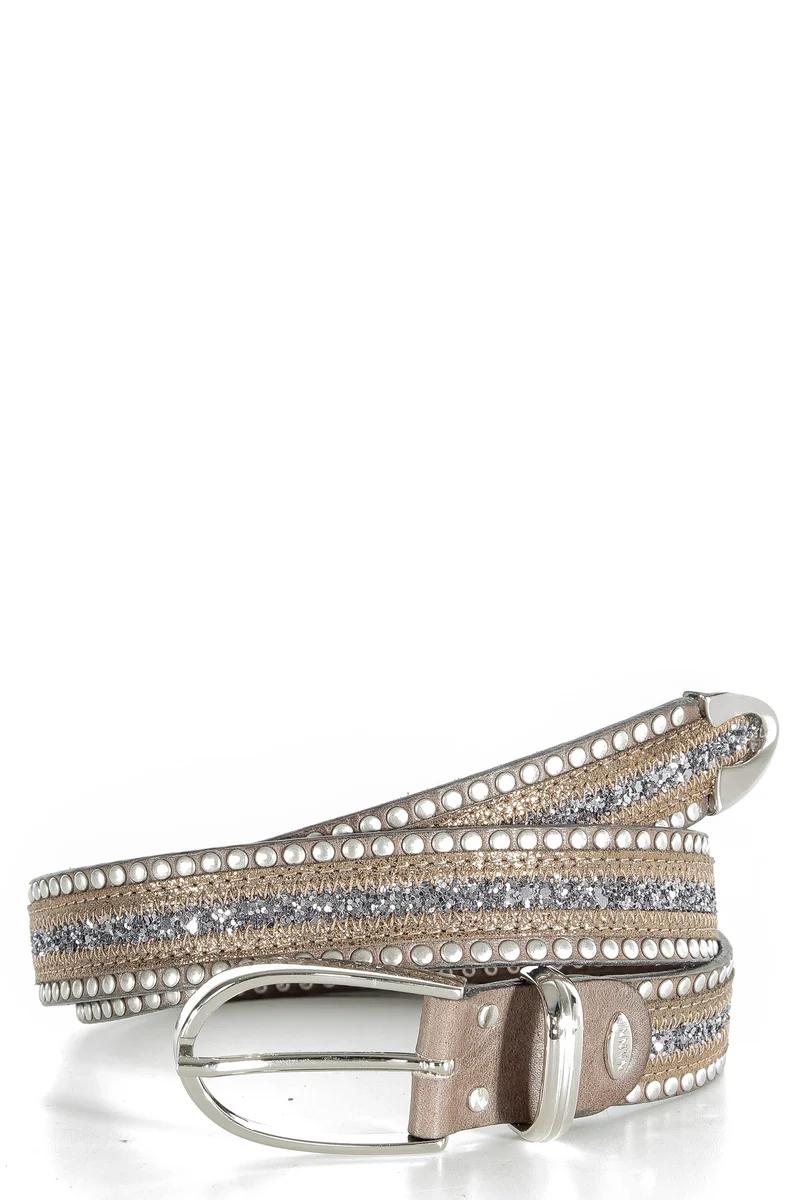 NANNI Metall Glitzergürtel in taupe