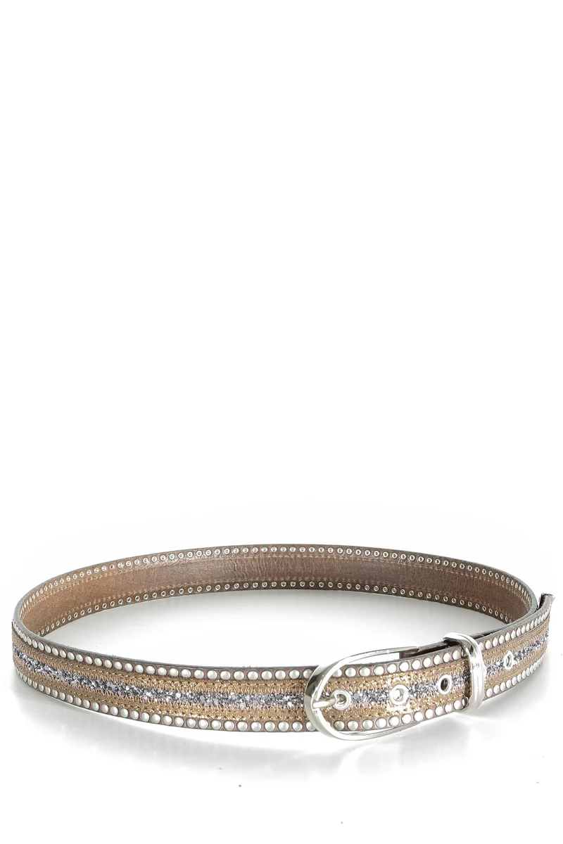 NANNI Metall Glitzergürtel in taupe