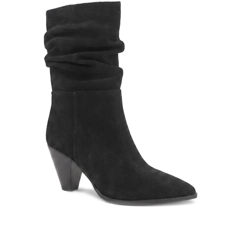 Khalessi Heeled Leather Slouch Boots - KHALESSI / 329 791 - Black Suede