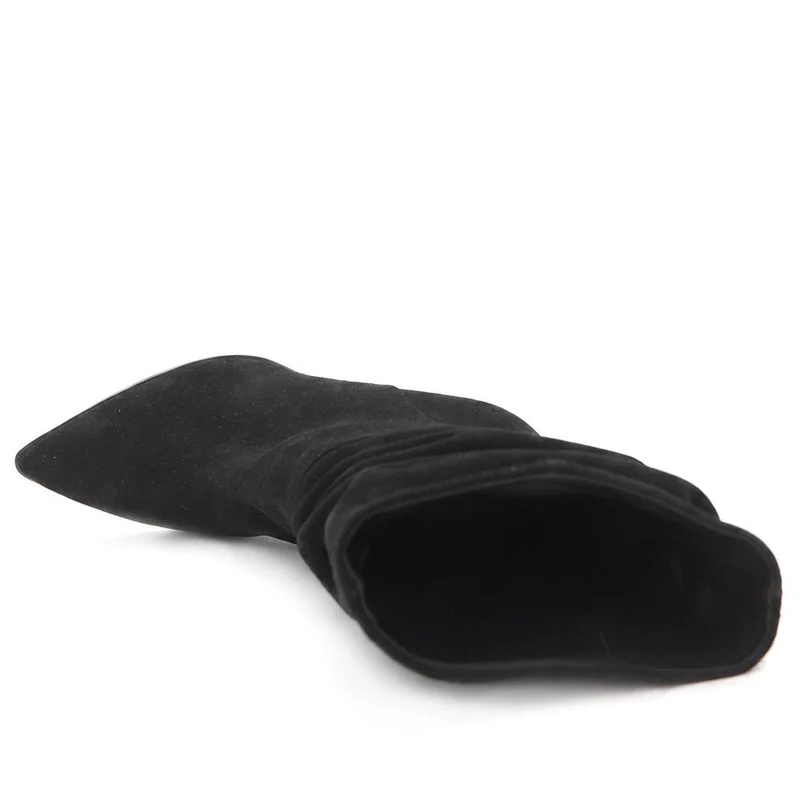 Khalessi Heeled Leather Slouch Boots - KHALESSI / 329 791 - Black Suede