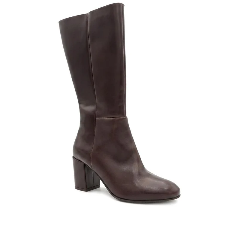 Eirith Block Heel Smart Leather Long Boots - EIRITH / 329 780 - Brown Leather