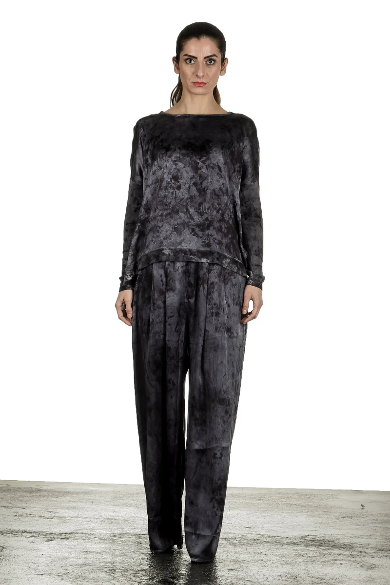 AVANT TOI Damen Bundfaltenhose Seide multicolor