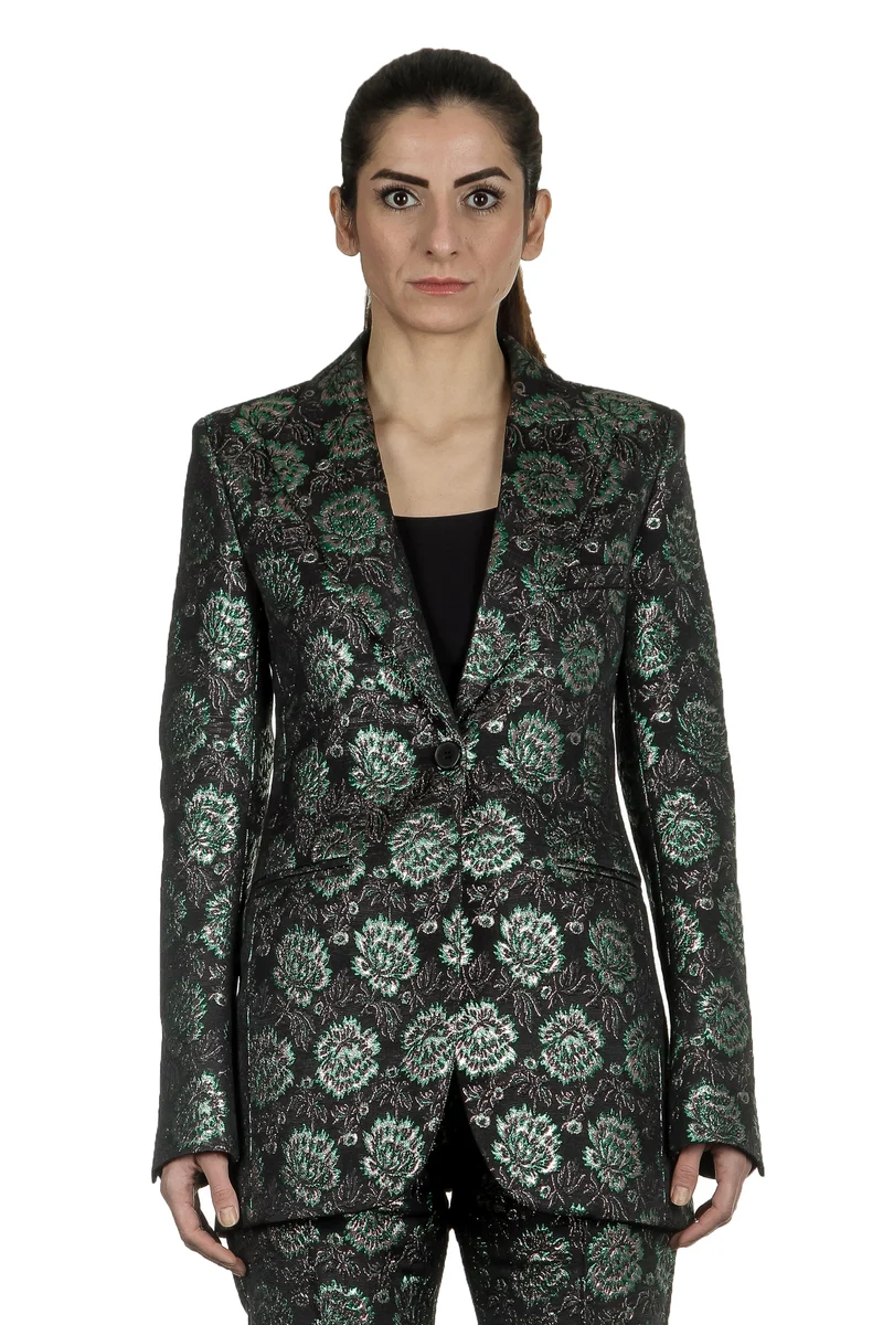 Paco Rabanne Damen Blazer mit Blumenmuster mehrfarbig
