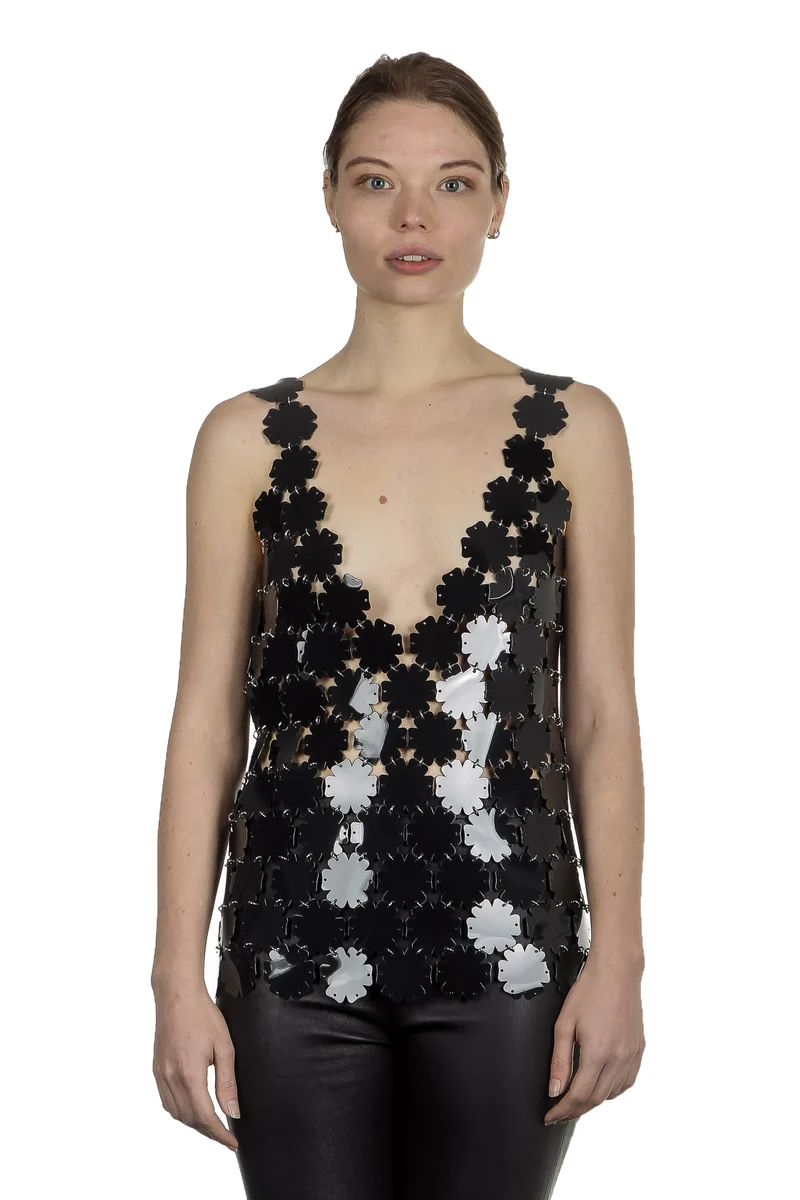 Paco Rabanne Damen Oberteil mit Kettendesign schwarz