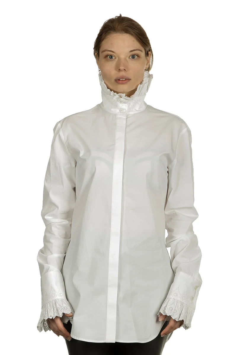 Paco Rabanne Damen Bluse mit Stehkragen weiß