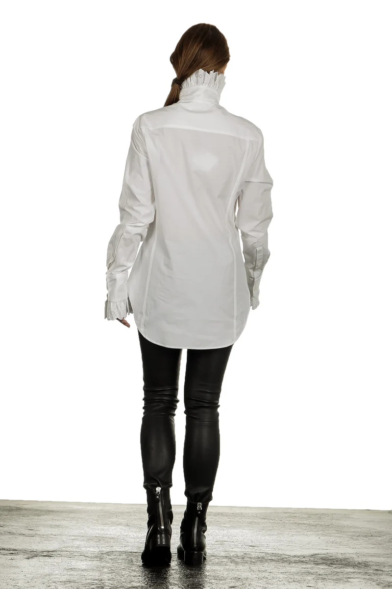 Paco Rabanne Damen Bluse mit Stehkragen weiß