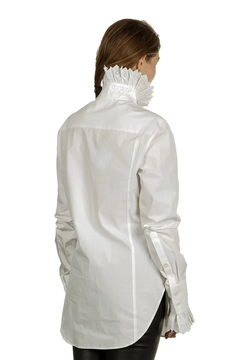 Paco Rabanne Damen Bluse mit Stehkragen weiß