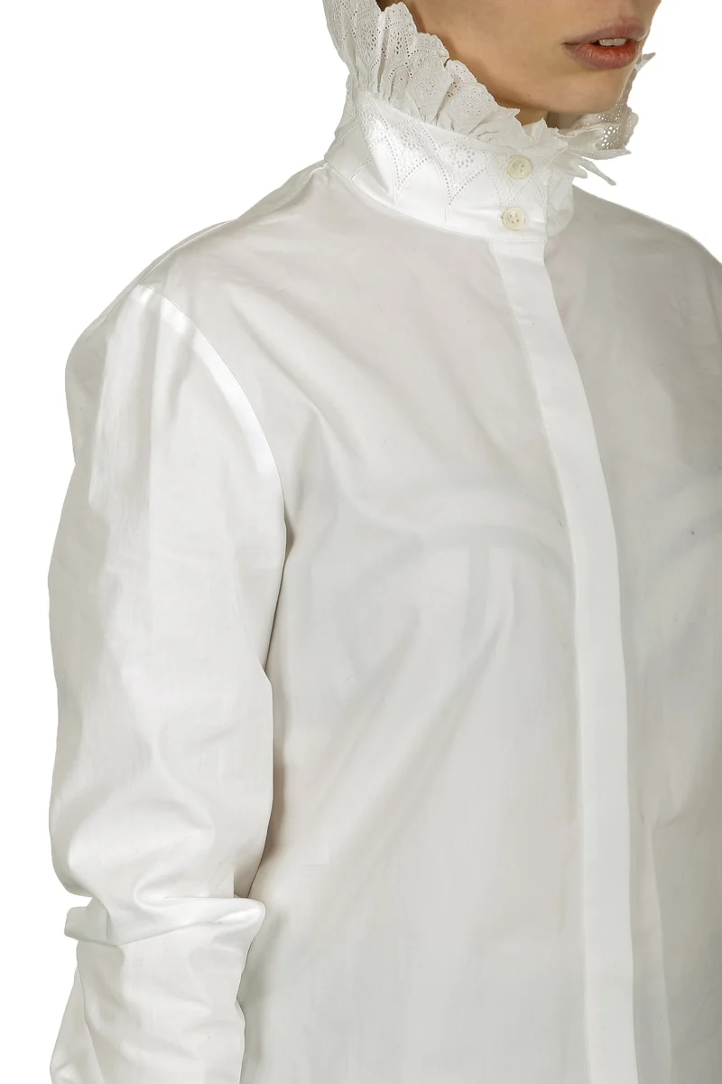 Paco Rabanne Damen Bluse mit Stehkragen weiß