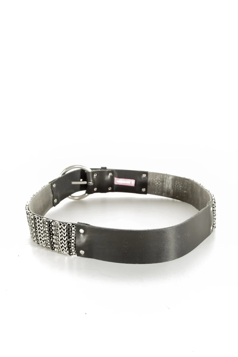 NANNI Gürtel im Metall und Ledermix in schwarz