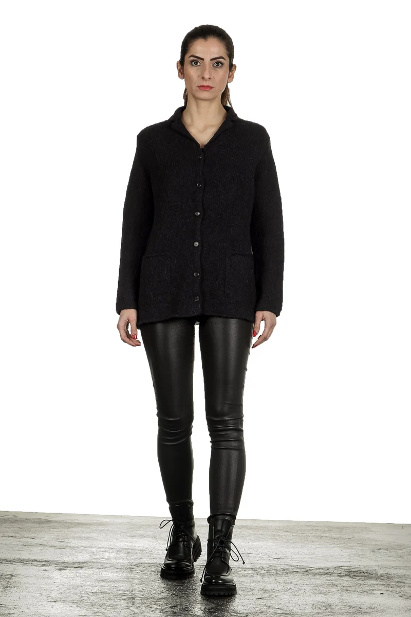 Apuntob Damen Avantgarde Strickjacke schwarz