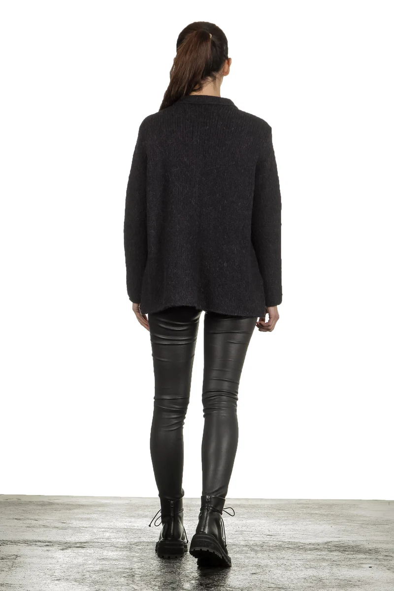 Apuntob Damen Avantgarde Strickjacke schwarz