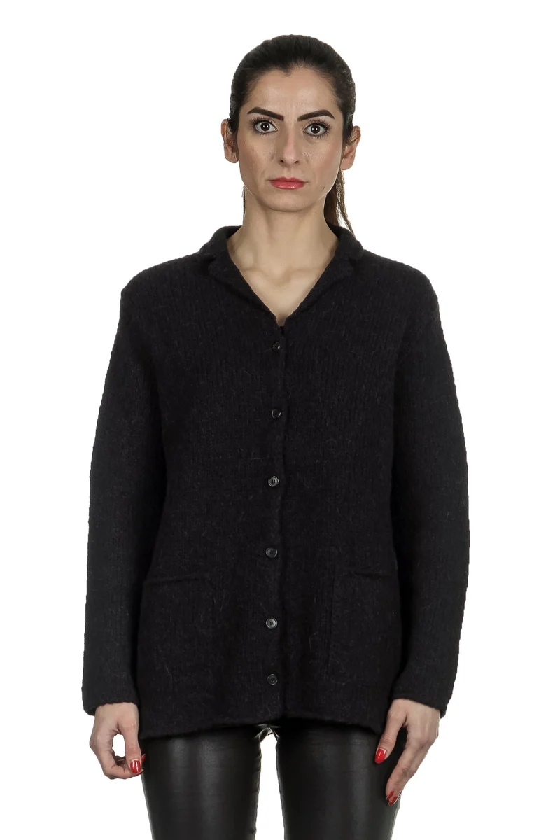 Apuntob Damen Avantgarde Strickjacke schwarz
