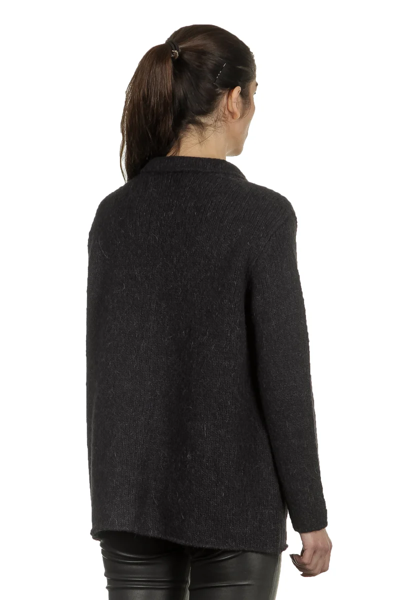 Apuntob Damen Avantgarde Strickjacke schwarz