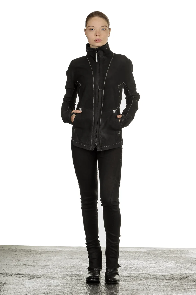 Isaac Sellam Damen Leder Jacke anthrazit