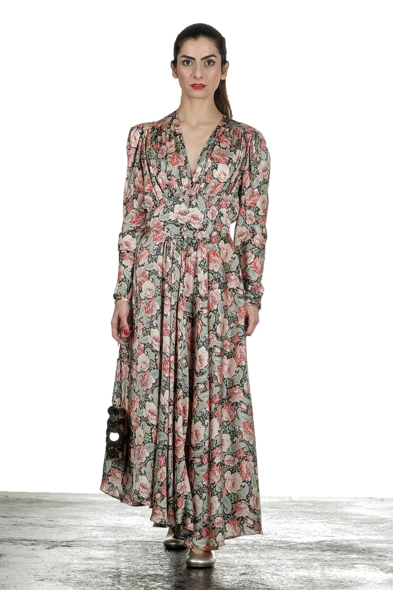 Paco Rabanne Damen Maxikleid mit Blumen-Print