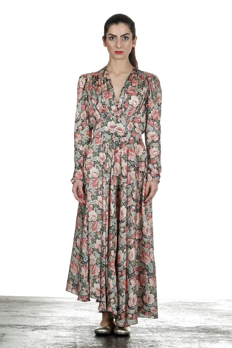 Paco Rabanne Damen Maxikleid mit Blumen-Print