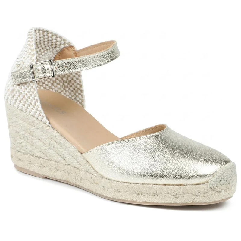 Rayna Leather Buckled Espadrilles - RAYNA / 329 413 - Gold Leather
