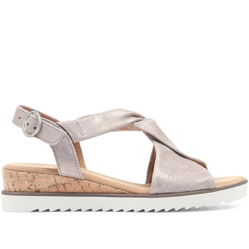 Gabor Rich Wide Fit Leather Twist-Front Sandals - GAB31514 / 317 898