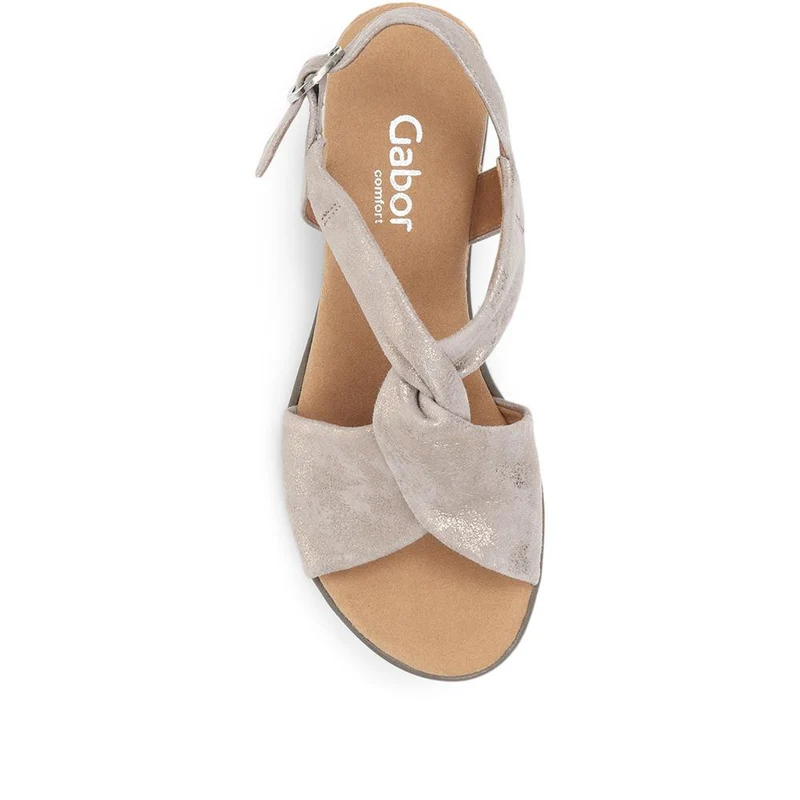 Gabor Rich Wide Fit Leather Twist-Front Sandals - GAB31514 / 317 898 - Metallic