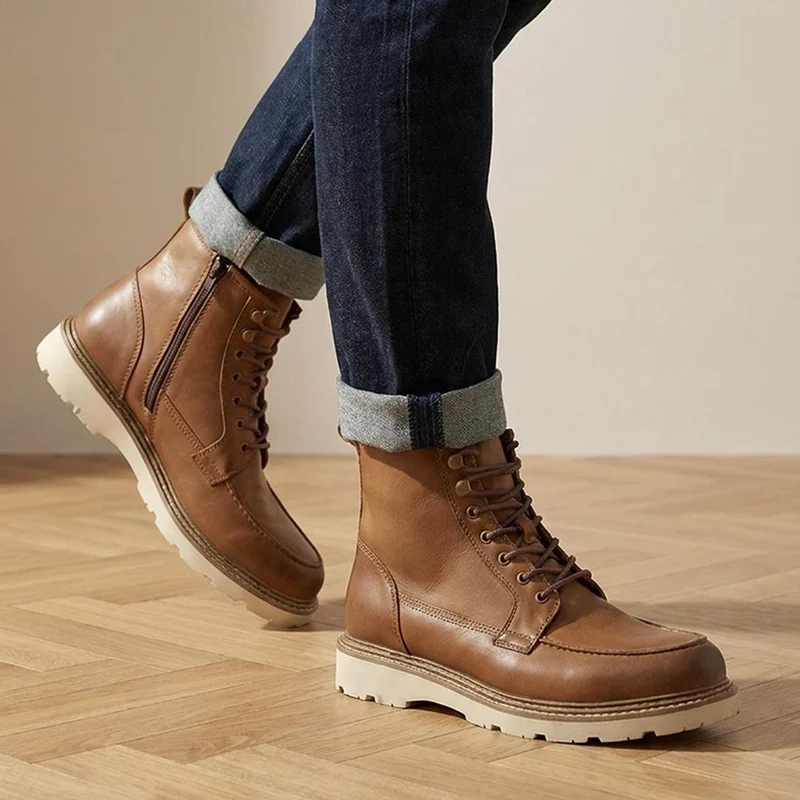 Essex Chunky Leather Boots - ESSEX / 328 074 - Tan Leather