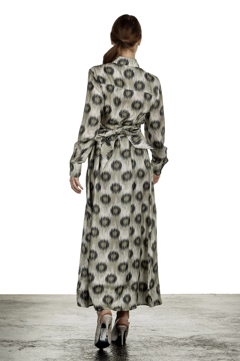 813 Ottotredici Damen Maxikleid mit Print aus Seide mehrfarbig