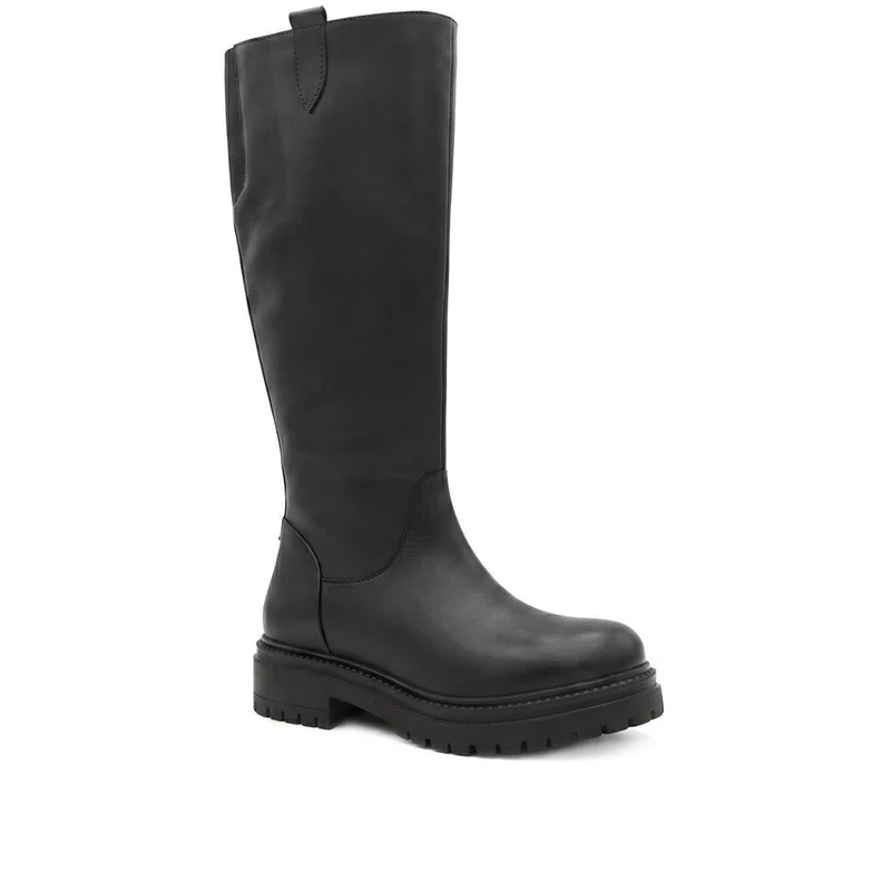 Dolores Leather Heeled Long Boots - DOLORES / 329 734 - Black Leather