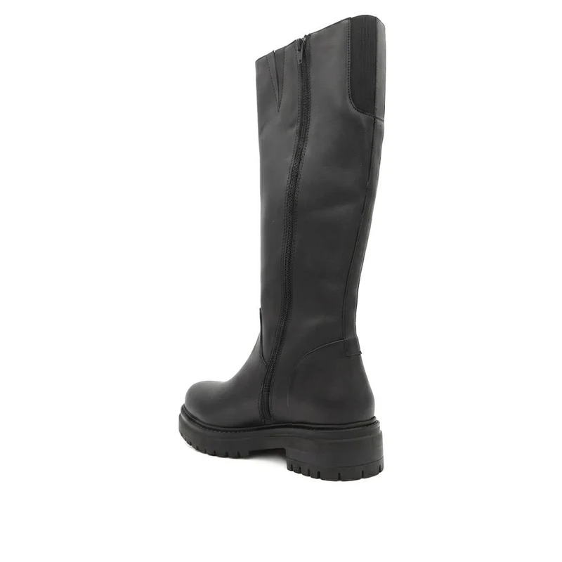 Dolores Leather Heeled Long Boots - DOLORES / 329 734 - Black Leather