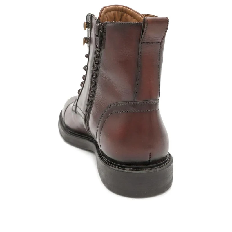Davide Leather Wide-Fit Military Boots - DAVIDE / 328 077 - Dark Brown Leather