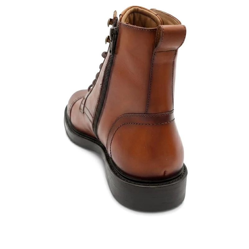 Davide Leather Wide-Fit Military Boots - DAVIDE / 328 077 - Tan Leather