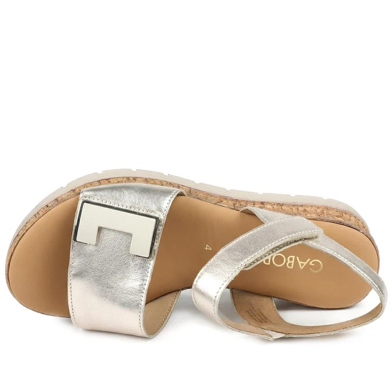 Shout Gabor Leather Touch-Fasten Wedged Sandals - GAB41521 / 327 027 - Beige