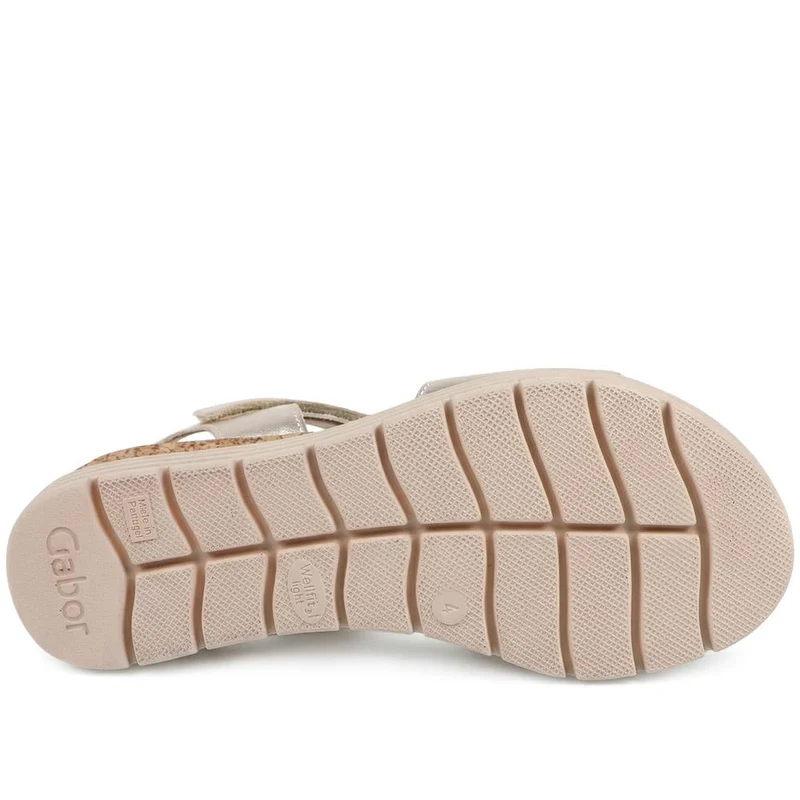 Shout Gabor Leather Touch-Fasten Wedged Sandals - GAB41521 / 327 027 - Beige