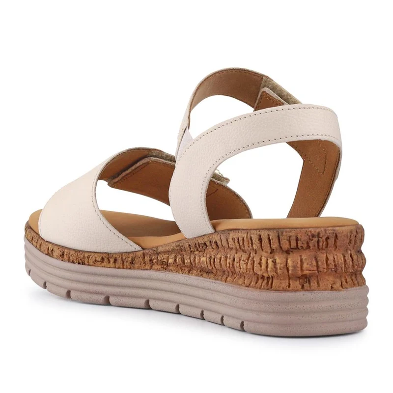 Shout Gabor Leather Touch-Fasten Wedged Sandals - GAB41521 / 327 027 - Cream