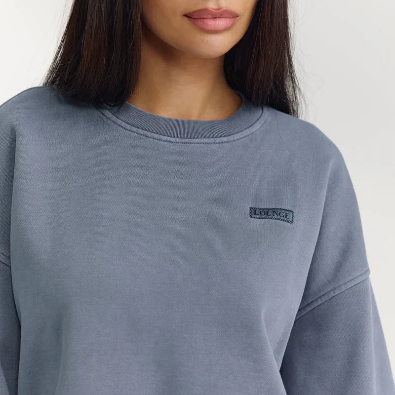 Oversized Pullover - Gewaschenes Blau