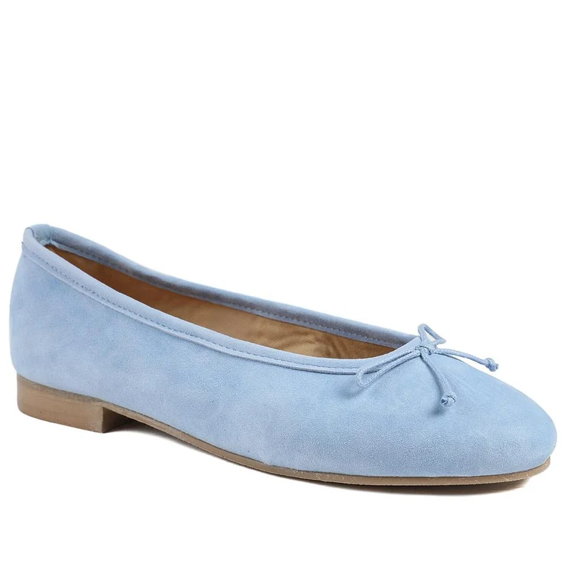 Ofelia Bow Detail Leather Pumps - OFELIA / 328 560 - Pale Blue Suede